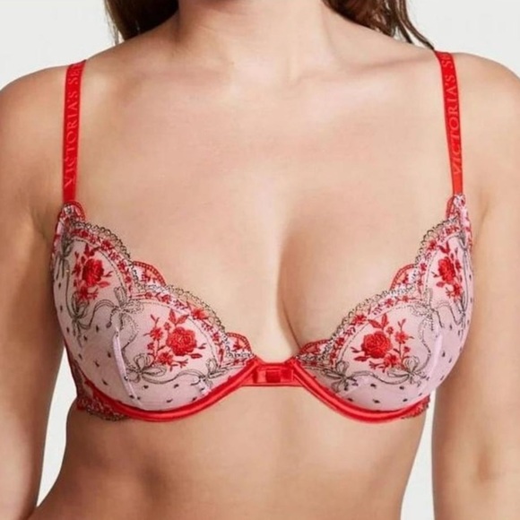 New! Victoria’s Secret floral embroidered low cut demi bra 4913 - Picture 2 of 8